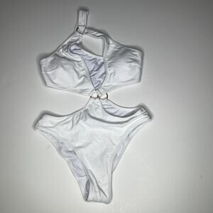 Hilinker White Cutout One Piece One Shoulder Swimsuit New S